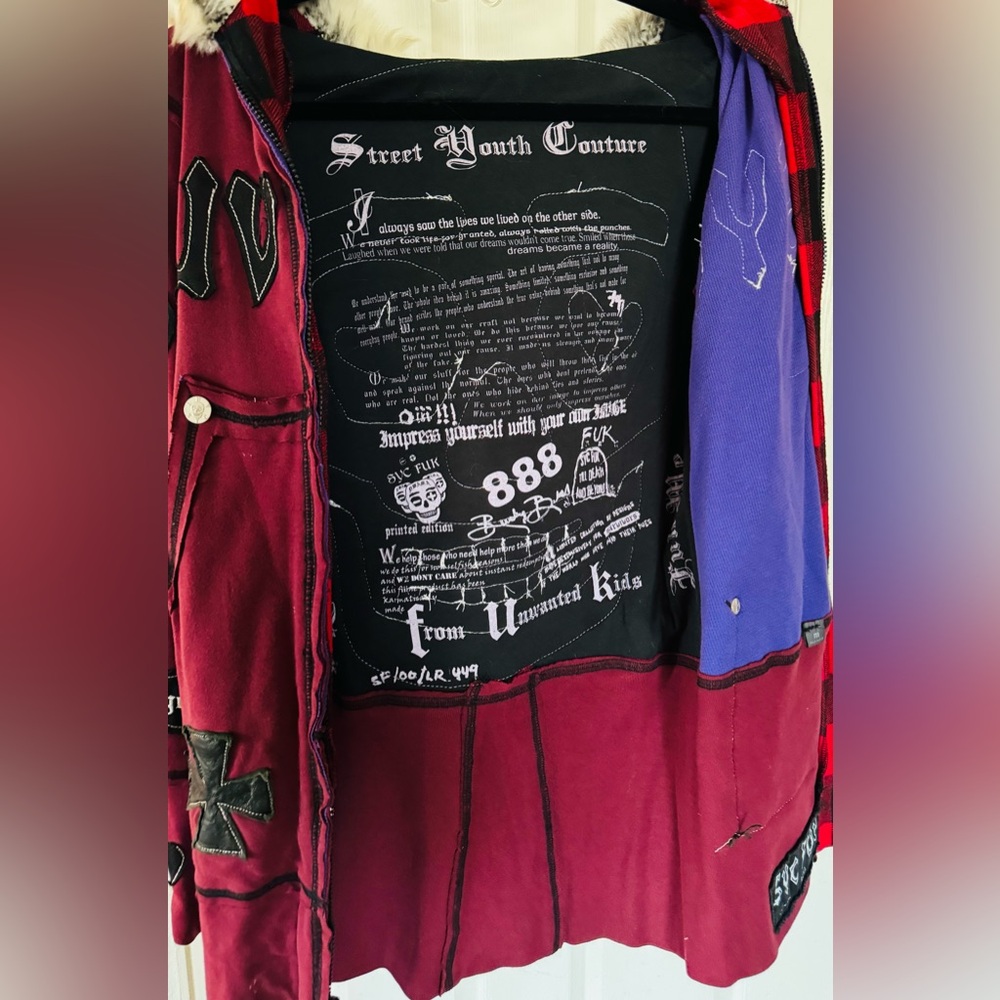 RARE Y2K SYC FUK FUR HOODIE BY BUCKY BATES - Picture 7 of 15